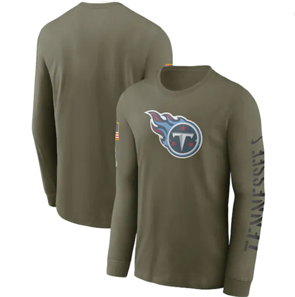 Men's Tennessee Titans 2022 Olive Salute to Service Long Sleeve T-Shirt